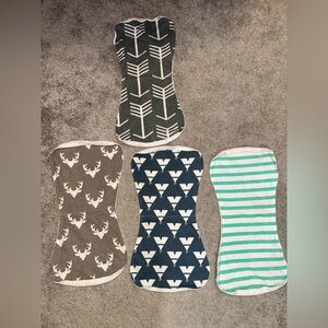 Kids Patterned Burp Cloth Set - Gray, Blue, Green